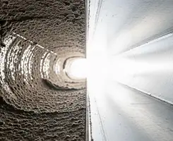 air duct cleaning services showing interior duct system inspection and cleaning in Worcester, MA